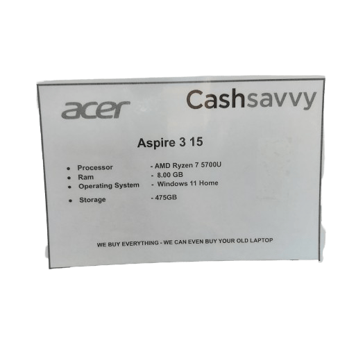 Acer Aspire 3 15 500GB Laptop With Charger – Silver