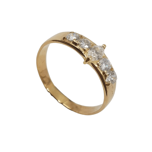 Ladies 18ct Yellow Gold Marquise Diamond & Cubic Zirconia Claw Set Ring 0.45ct TDW J 1/2 Ring With Valuation
