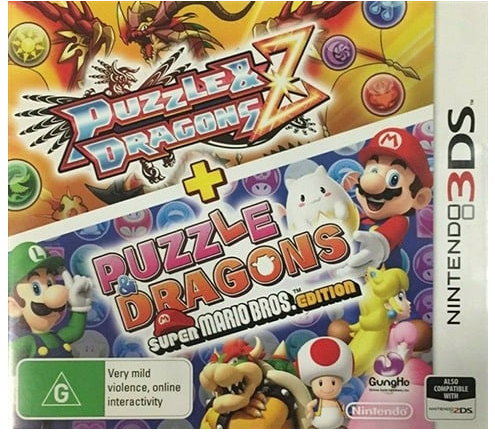 Puzzle Dragon + Puzzle Dragon: Super Mario Bros Edition Nintendo 3Ds Game – Card Only
