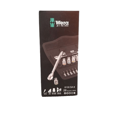 Wera 28-Piece Metric 1/4 in Standard Socket/Bit Set with Ratchet, 6 point; Hex Bit; Phillips Bit; Pozidriv Bit; Torx Bit (JN)