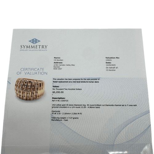 Ladies 14ct Yellow Gold 35 Stone Diamond Ring 2.20ct TDW L 6 With Valuation – WL 1320723