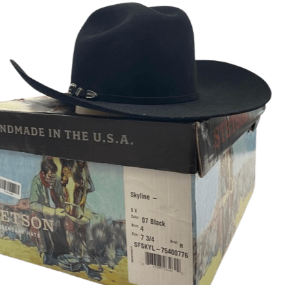 GEUNINE STETSON COWBOY HAT. BLACK, SIZE 7 3/4