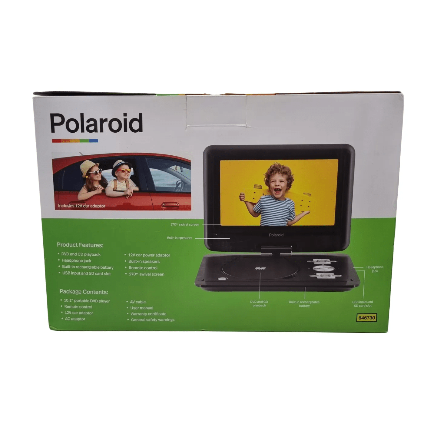 Polaroid Portable DVD Player PL-POD1017 – Black (In Box)   (WR)