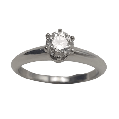 Tiffany & Co. Platinum Solitaire Ring – 0.52ct H/VS1 Diamond – Size 51 – Valued at $8,250 – With Certificate
