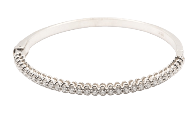 Ladies 18ct White Gold Round 32 Round Brilliant Cut Diamond Bangle TDW 1.00CT With Certificate (MR)