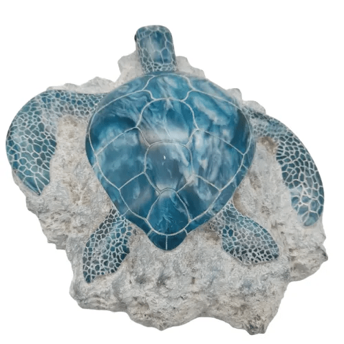 Foots Artwork TURTLE Aqua Cast Marble Ornament