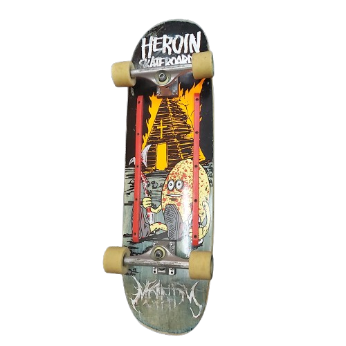 **LOCAL PICK UP ONLY** Heroin Mandy X FOS Skateboard 9.125in, Scuffing + Wear **LOCAL PICK UP ONLY**