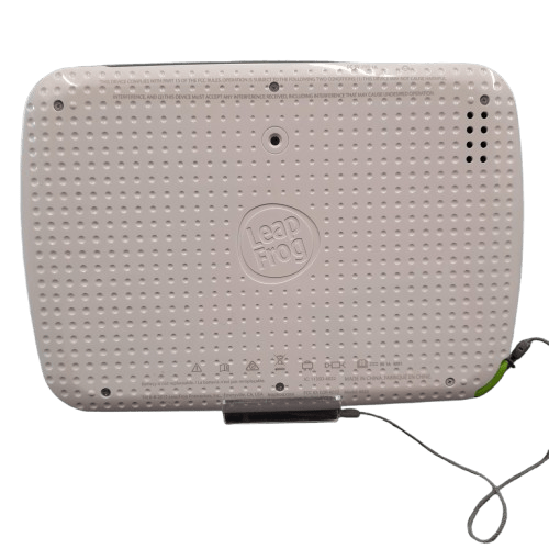 LeapFrog LeapPad Academy Kids Tablet, White, With Green Silicon Cover (Missing Stand), Scratches On Screen, End Of Stylus Worn (GE)
