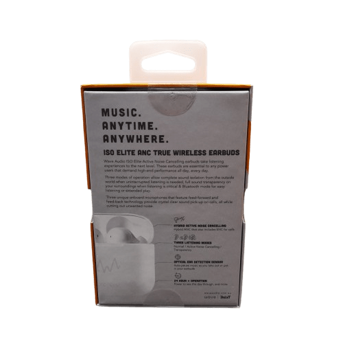 Wave Audio ANC True Wireless Earbuds ISO Elite Series – White Like New In Box