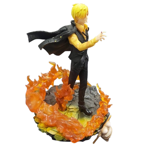 One Piece Three Fighting Blood Sanji Action Figure Luffy Sauron Illuminated Scene Statue Anime Figure 40cms