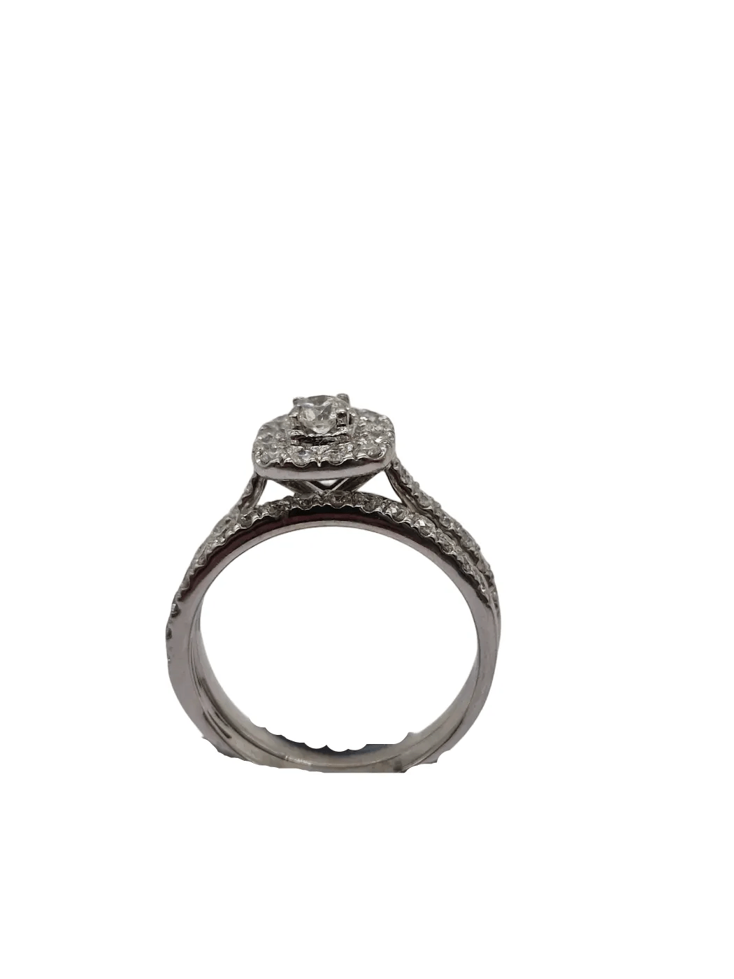 Ladies 9ct White Gold 111 Diamond & Sapphire Ring Size M1/2 7    1.0 TDW / 0.03 Sapphire With Valuation (WL 1273601)
