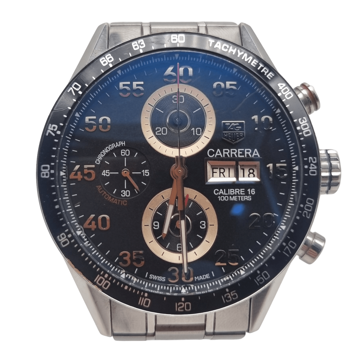 Men’s TAG Heuer Carrera Calibre 16 – Silver Stainless Steel Chronograph