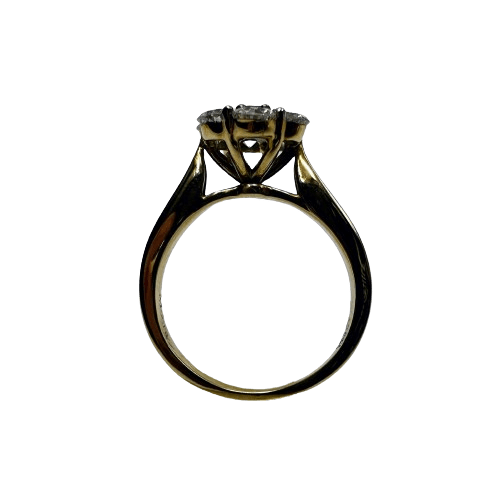 Ladies 9ct Yellow Gold Lab Diamond Cluster Enagagement Ring Size M