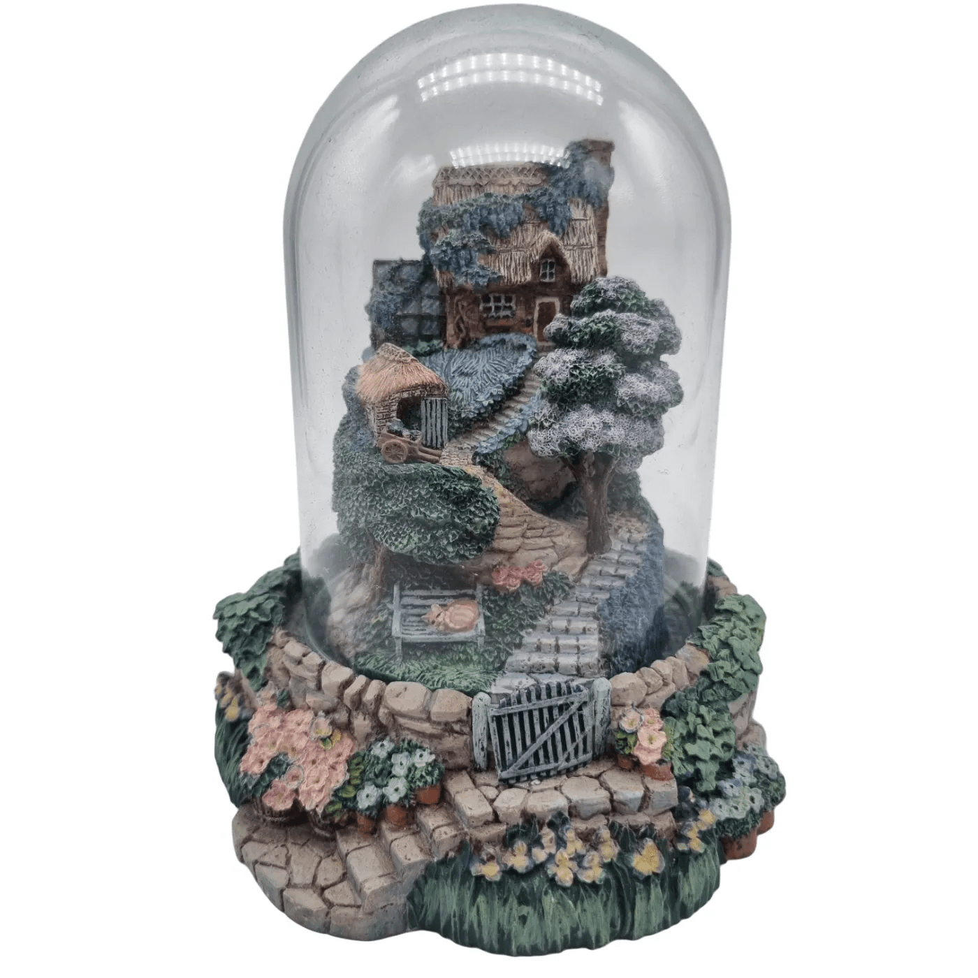 Franklin Mint: Lavender Hill Cottage With Glass Dome – Hand Painted Limited Edition Statue #A3735