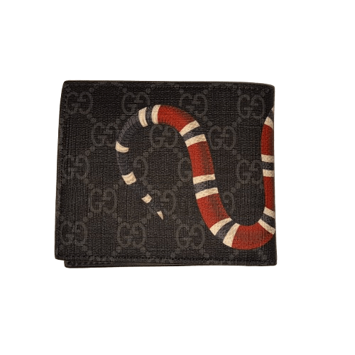Gucci GG Supreme Kingsnake Print Bi-Fold Wallet with Authenticity
