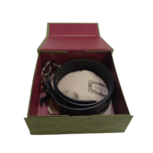Authentic Black Double Gucci Belt With Dust Bag And Box