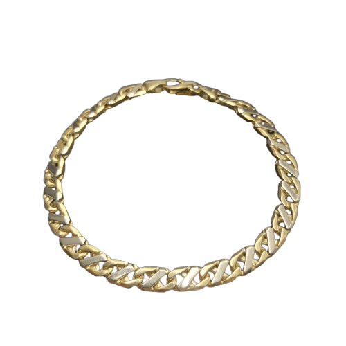 Men’s 18ct Yellow Gold Two-Tone Alternative X-Style Anchor Link Bracelet 24.2g 20cm