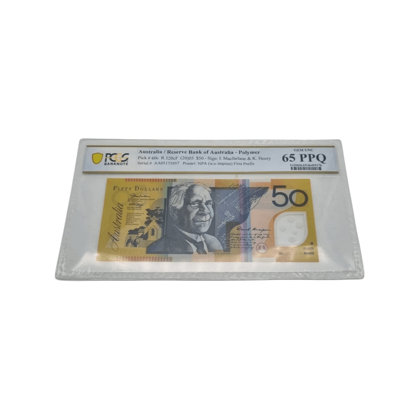 Australia / Reserve Bank Of Australia – polymer PCGS $50 Bank note | 65PPQ Rating