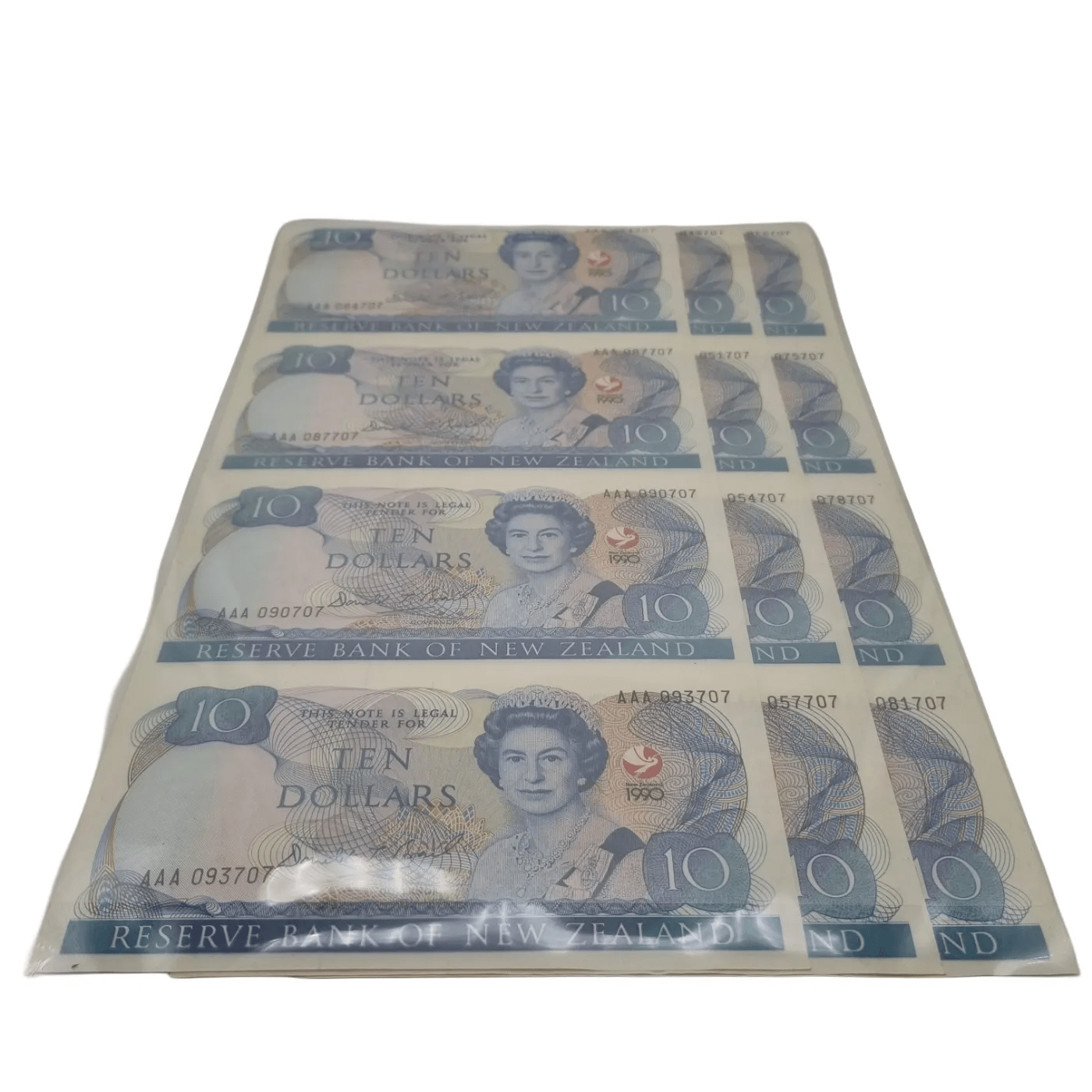 Ten Dollar Reserve Bank of New Zealand Notes – 3 Sheets