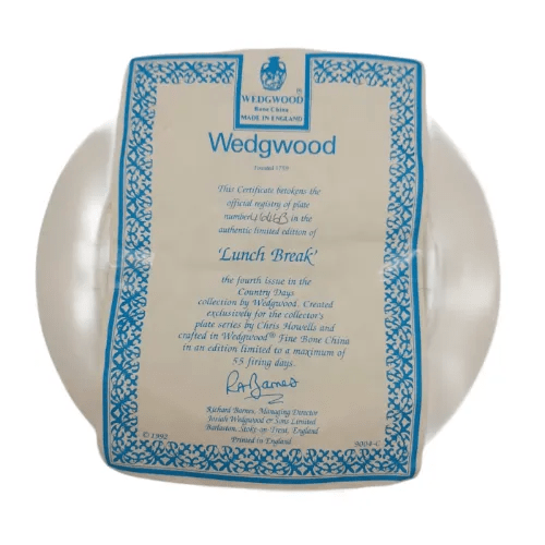 Wedgwood Lunch Break by Chris Howells Fine Bone China Collector’s Plate – Made in England