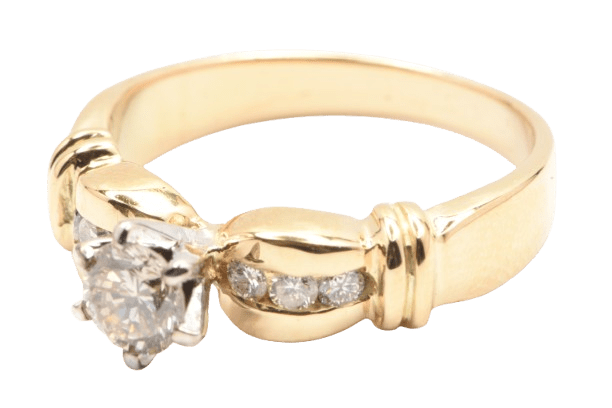 Ladies 18ct Yellow &  White Gold Round Brilliant Cut Claw + Channel Set 0.56 TDW N Ring With Valuation (MR)