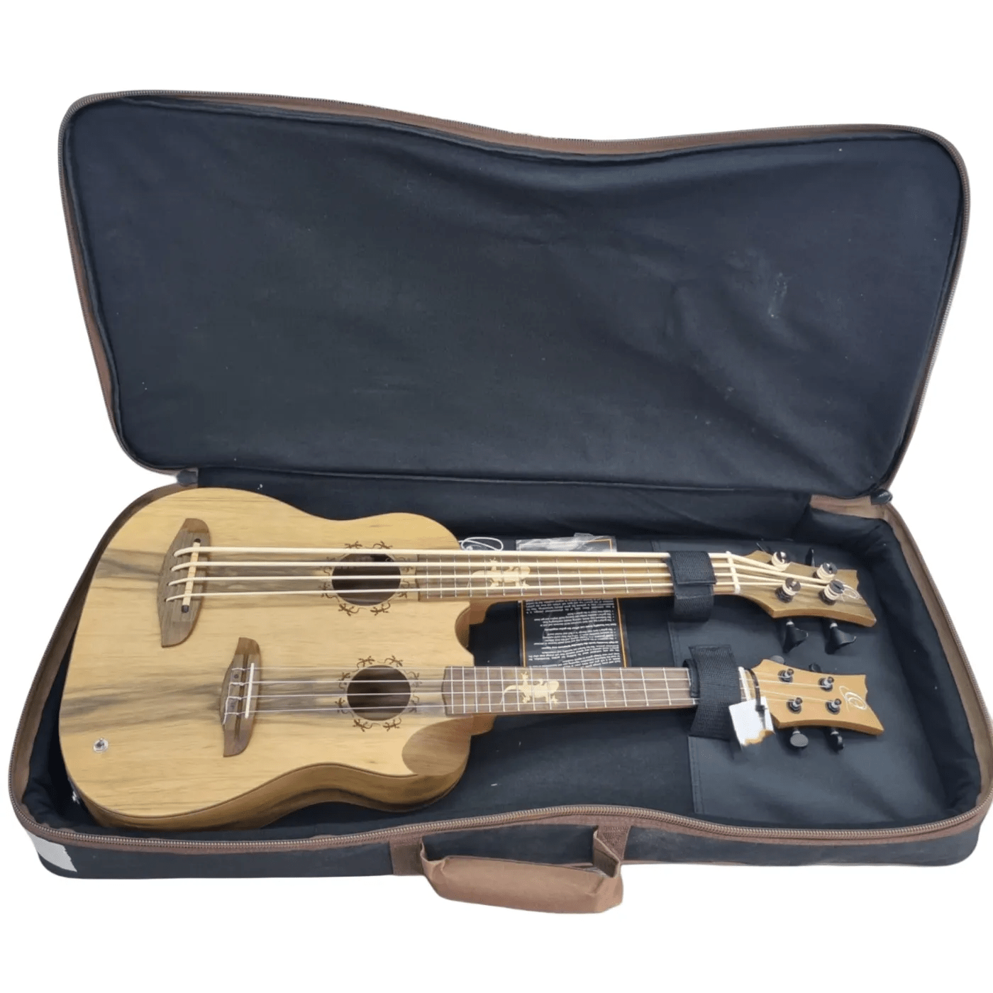 Ortega Guitars Hydra Custom Built Series Double Neck Tenor Acoustic-Electric Ukulele & Uke-Bass + Bag