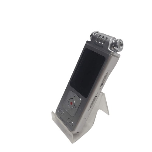 Philips DVT4115 Digital Voice Recorder, Silver, Very Good Condition, Box Is Slightly Dinged, With Box, USB Cable, Manual (NA 1354079)