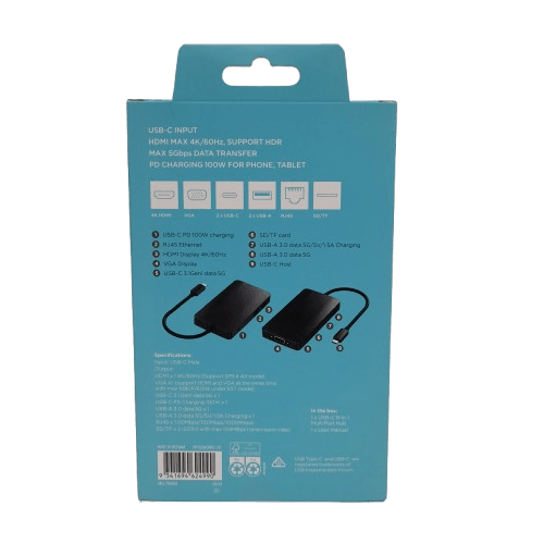 J.Burrows USB-C to 9-in-1 Multi Port Hub Like New (JN)