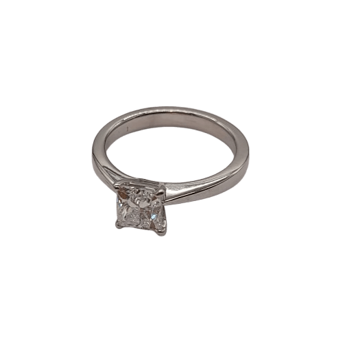Ladies Platinum Single Stone Princess Cut 4 Claw Set Diamond Ring 1.00ct TDW J 5 With Valuation