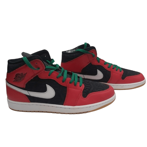 Nike Air Jordan 1 Mid SE – Size 13 Black Fire Red White Malachite (With Box) 2022 – ‘Christmas’