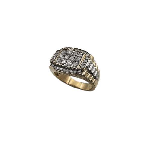 Mens 10Ct Yellow Gold 38 Stone Diamond Tapered Shoulder Band 1.00ct TDW 10.92gms Size W,65