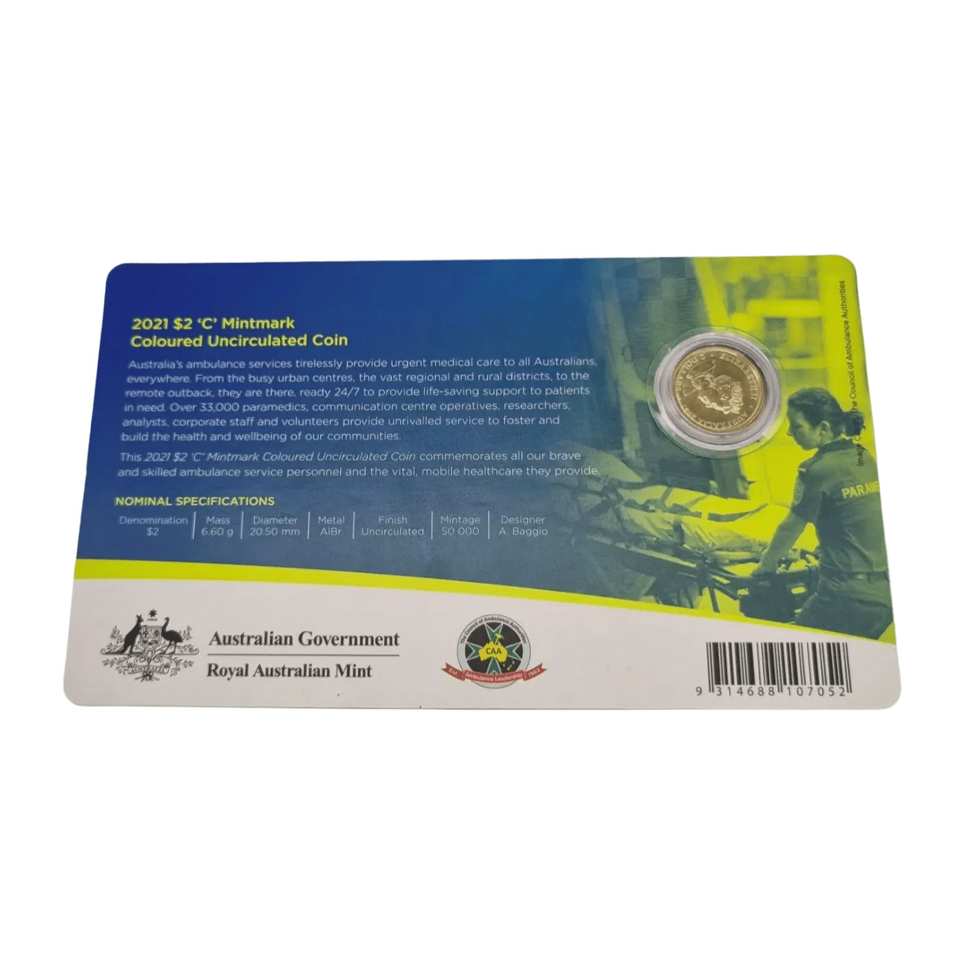 Royal Australian Mint | 2021 $2 ‘C’ Mintmark Coloured Uncirculated Coin