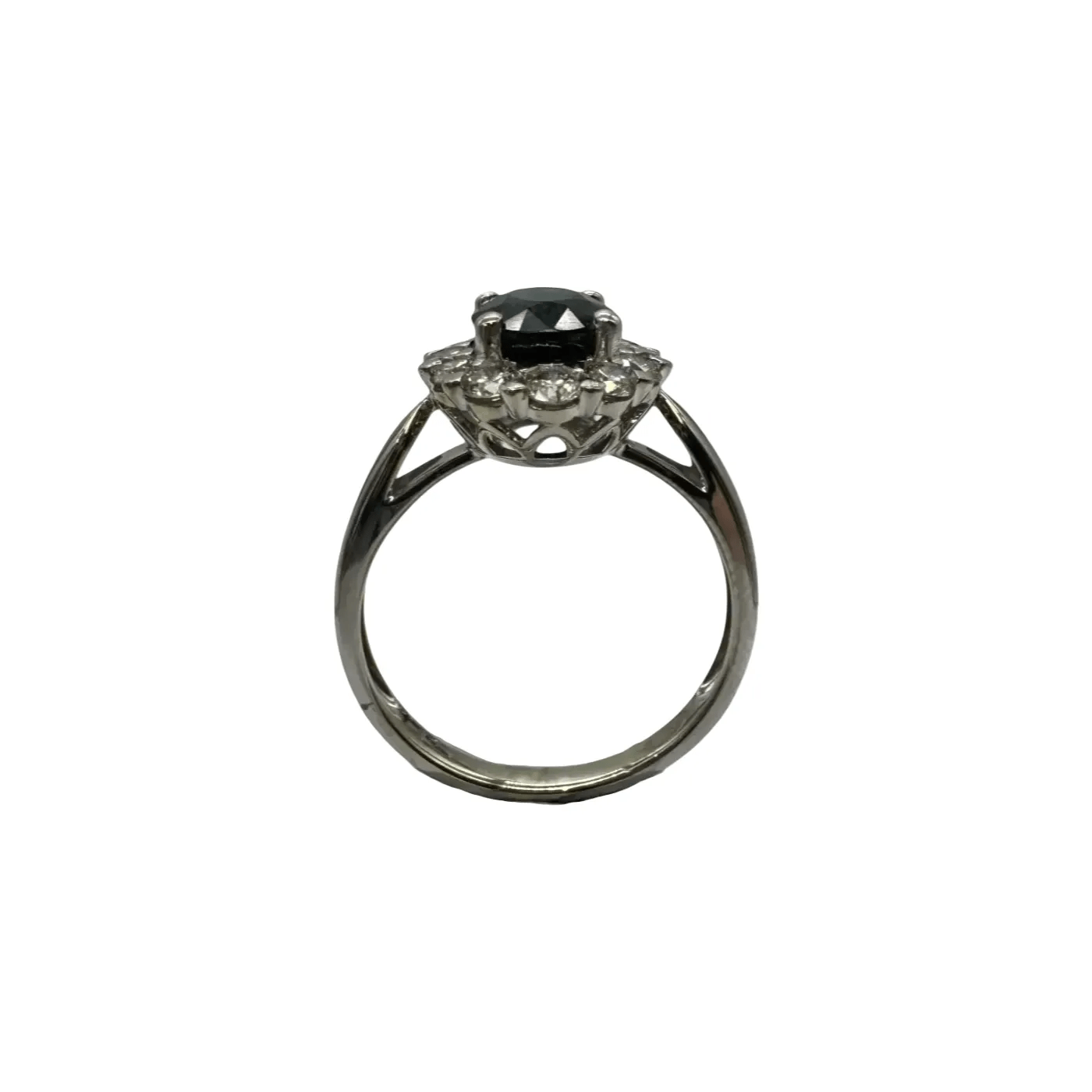 Ladies 9ct White Gold 1.60ct Sapphire & Diamond Cluster Ring 0.54ct TDW L 5 3/4 with Valuation – WL 1318289