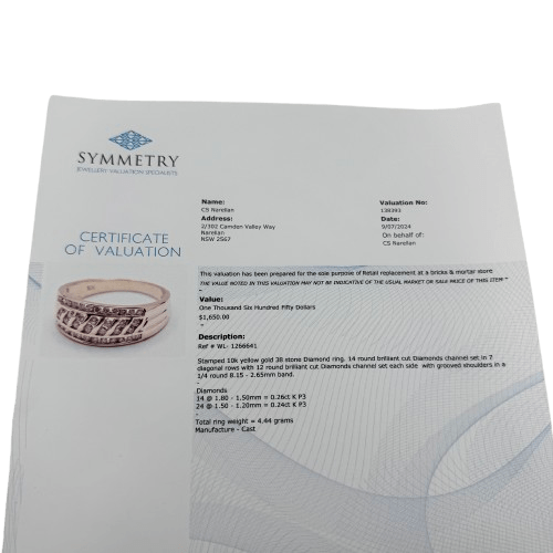 Ladies 10ct Yellow Gold 38 Stone Diamond Ring 0.50ct TDW Q 1/2 8 1/2 with Valuation – WL
