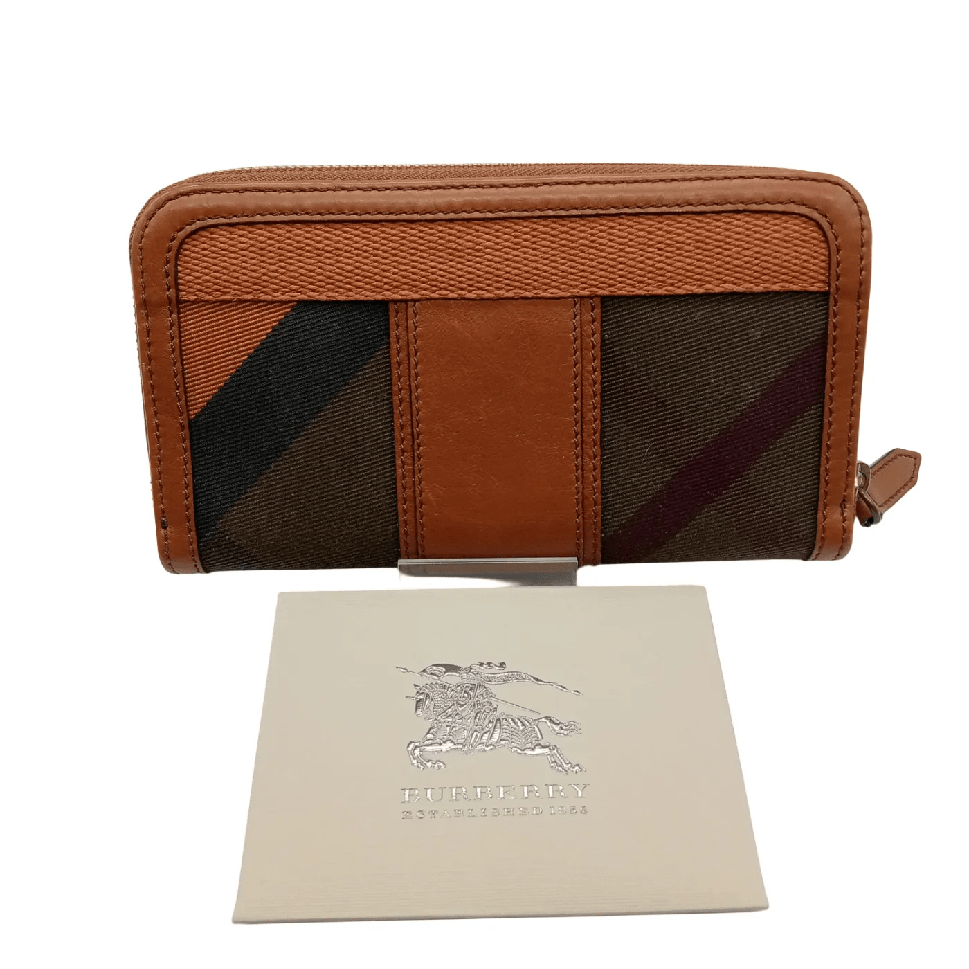 Burberry Check & Leather Zip-Around Wallet  (WR 1323030)