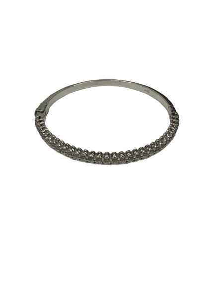 Ladies 18ct White Gold Round 32 Round Brilliant Cut Diamond Bangle TDW 1.00CT With Certificate (MR)