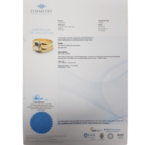 Unisex 18ct Yellow & White Gold Princess Cut Diamond Ring 0.21ct TDW N With Valuation