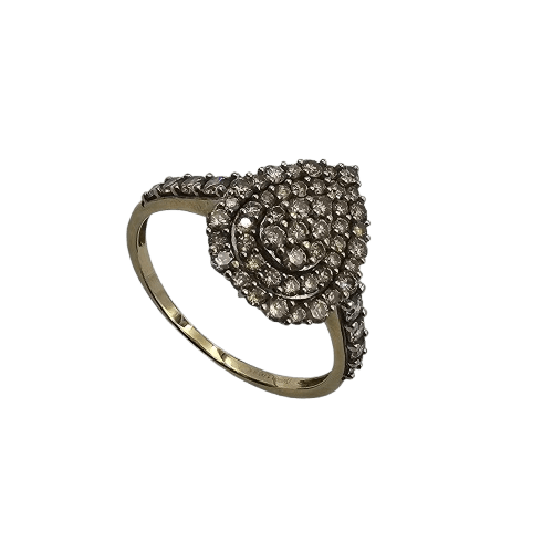 Ladies 9ct Yellow Gold Claw Set Diamond Pear Cluster Ring 1.00ct TDW T 1/2 With Valuation