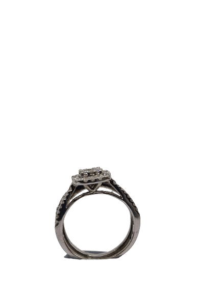 Ladies 14ct White Gold 42 Stone Diamond 2 Ring Set 0.79 TDW  Size  O / 7   With Valuation (WL 1281066)