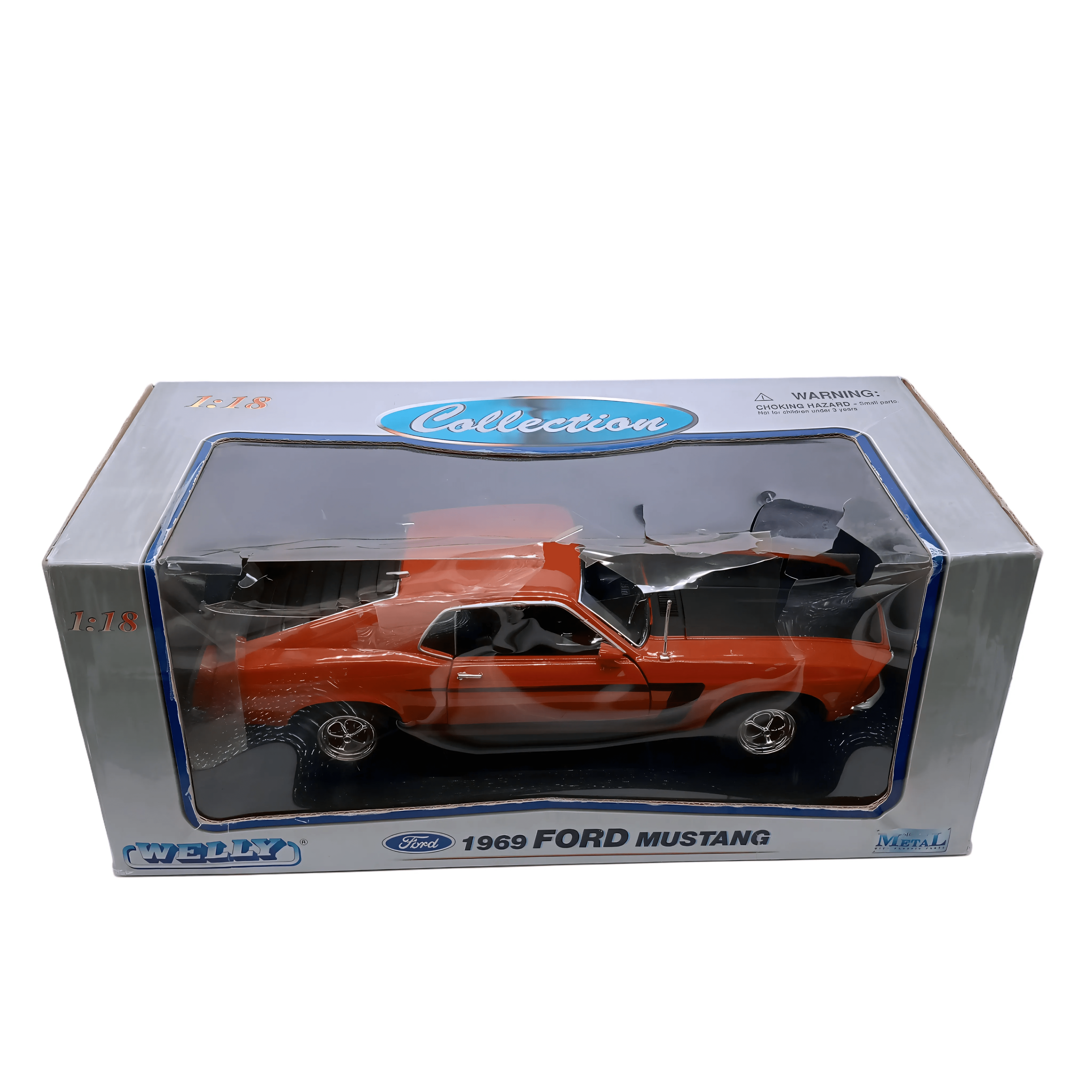Welly 1969 Ford Mustang Die-Cast Model Car – Orange/Black  (WR 1346722)