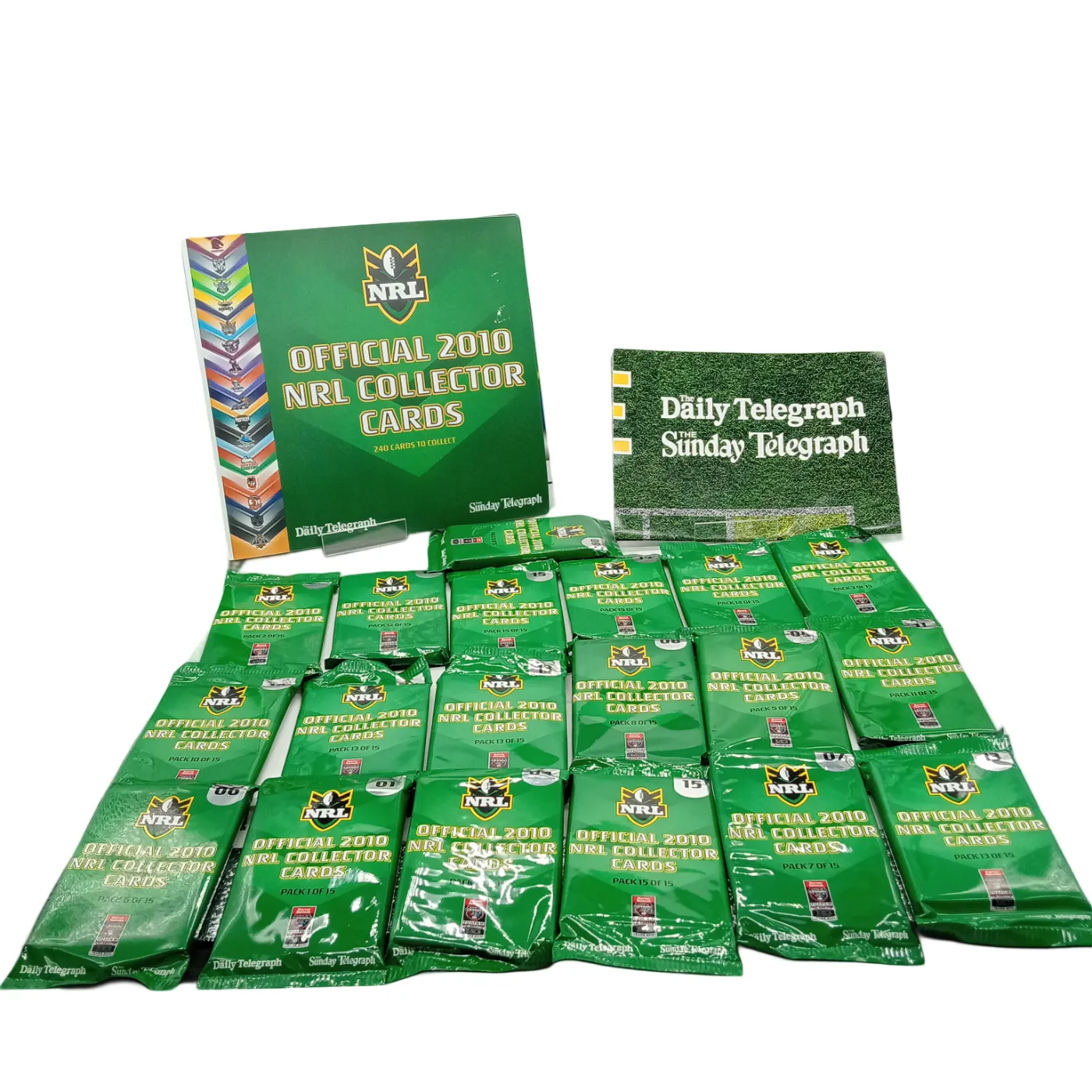 Daily Telegraph NRL Cards 2010 – Full Set in Green Collector Folder with Packets   (WR 1323991)