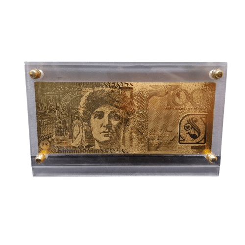 Gold Australian Replica 1996 Edition $100 Note in Case