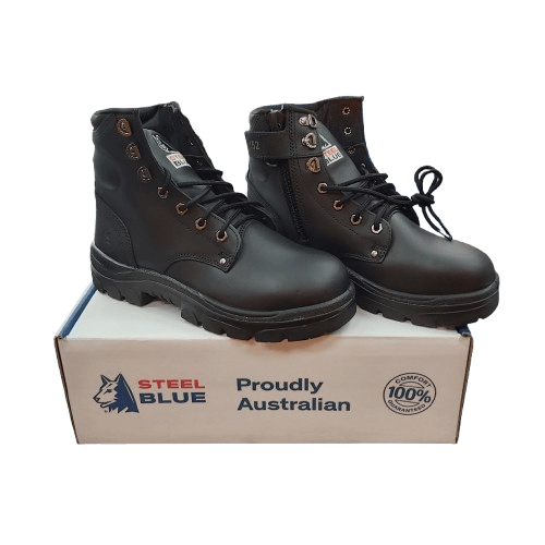 Men’s Steel Blue Argyle Zip Boots Style 312152-S2, Black, Like New With Tags + Box, Size AU 9.5/US 10.5/EUR 44 (WR 1342964)