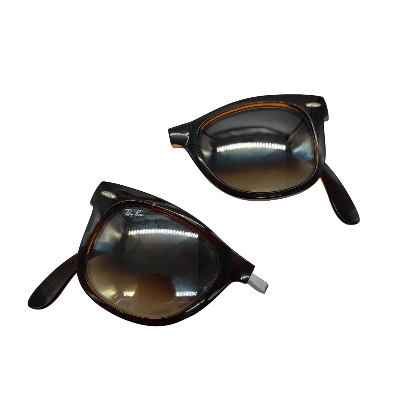 *Sold As Is* Ray-Ban Folding Wayfarer Havana Folding Sunglasses + Case *Broken Hinge – Needs Repair* (WL 1353269)