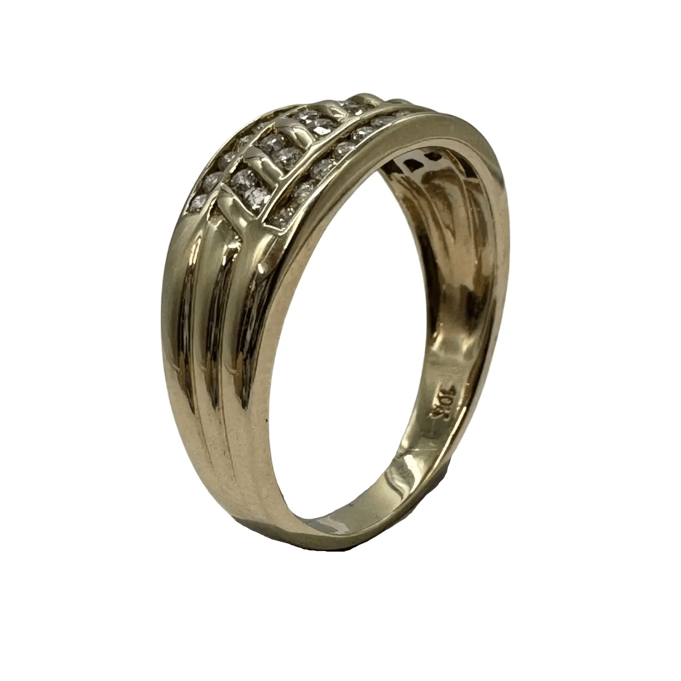 Ladies 10ct Yellow Gold 38 Stone Diamond Ring 0.50ct TDW Q 1/2 8 1/2 with Valuation – WL