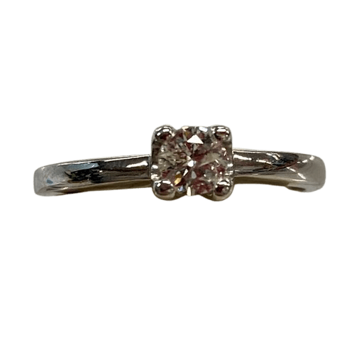 Ladies 18ct White Gold Single Diamond Ring. Single Round Brilliant Cut, 4 Claw Set Stone. (NG 147231)