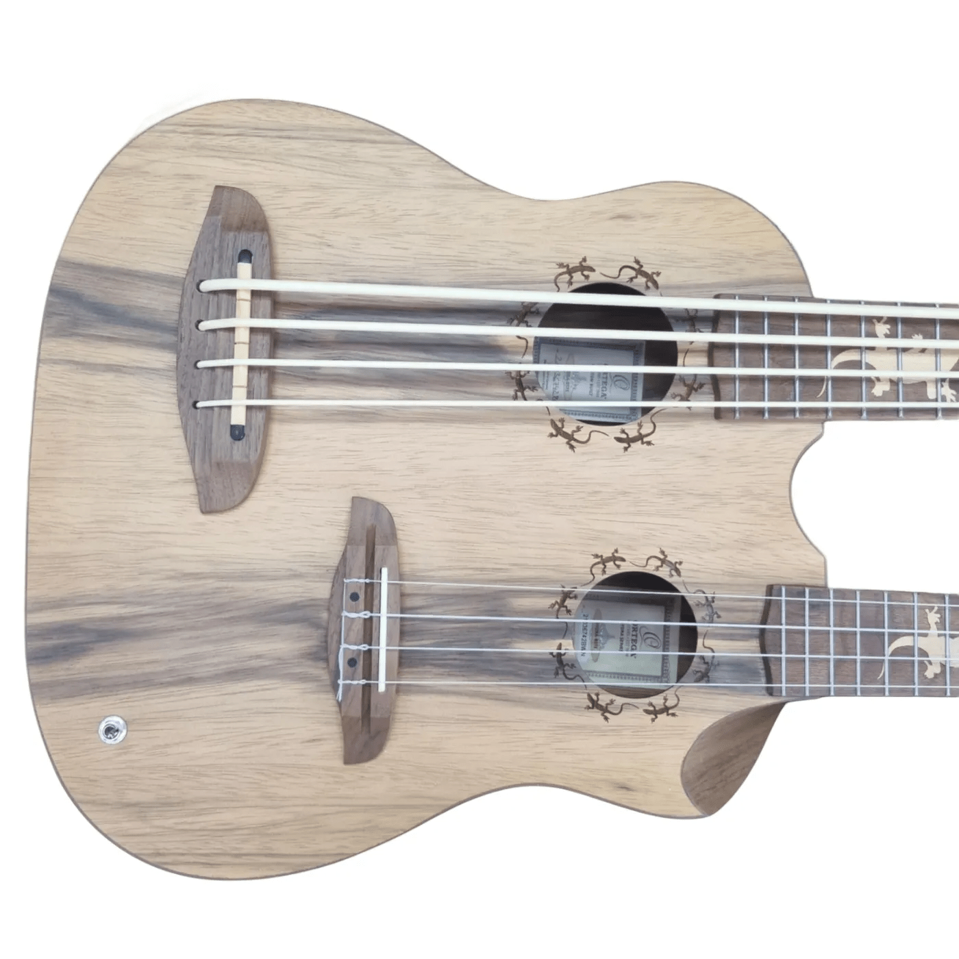 Ortega Guitars Hydra Custom Built Series Double Neck Tenor Acoustic-Electric Ukulele & Uke-Bass + Bag