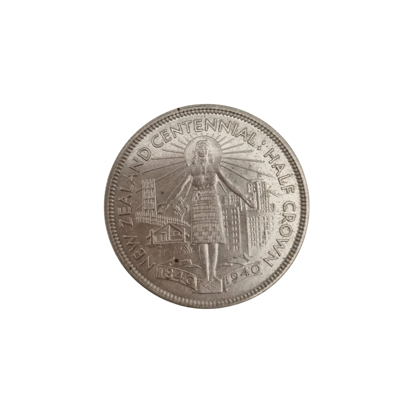 1940 New Zealand Silver Half Crown Coin