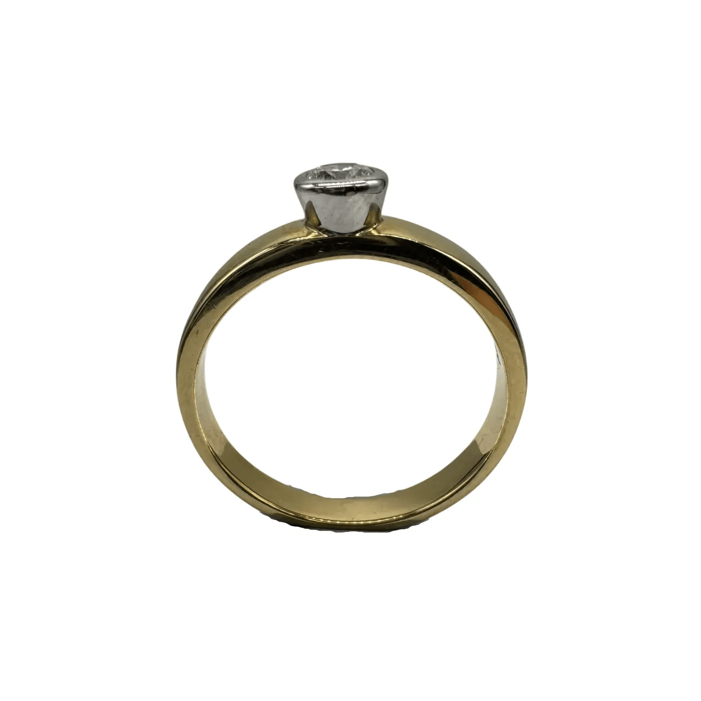 Ladies 18ct Yellow & White Gold Single Brilliant Cut Diamong Ring 0.23ct TDW P 7 3/4 With Valuation (WR)