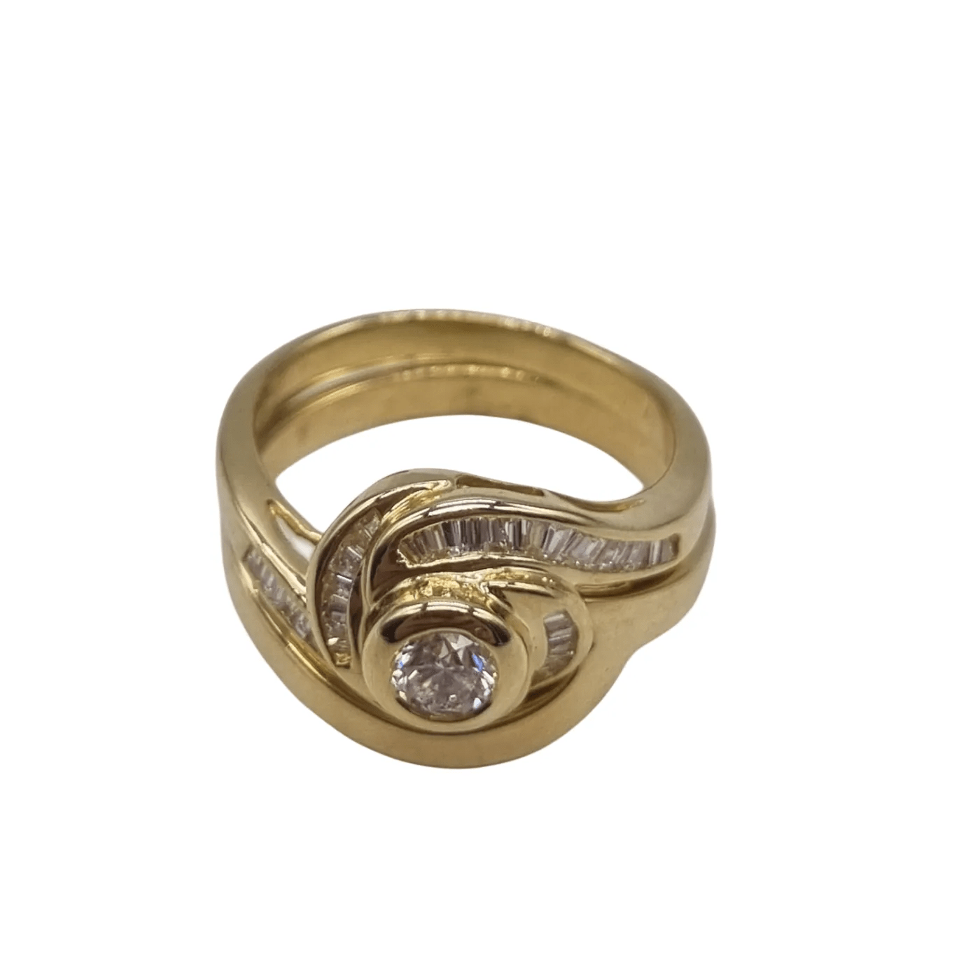 18ct Yellow Gold 8.99g 42 Stone Diamond Two Ring Set – Size 6-6.5 + Val Certificate